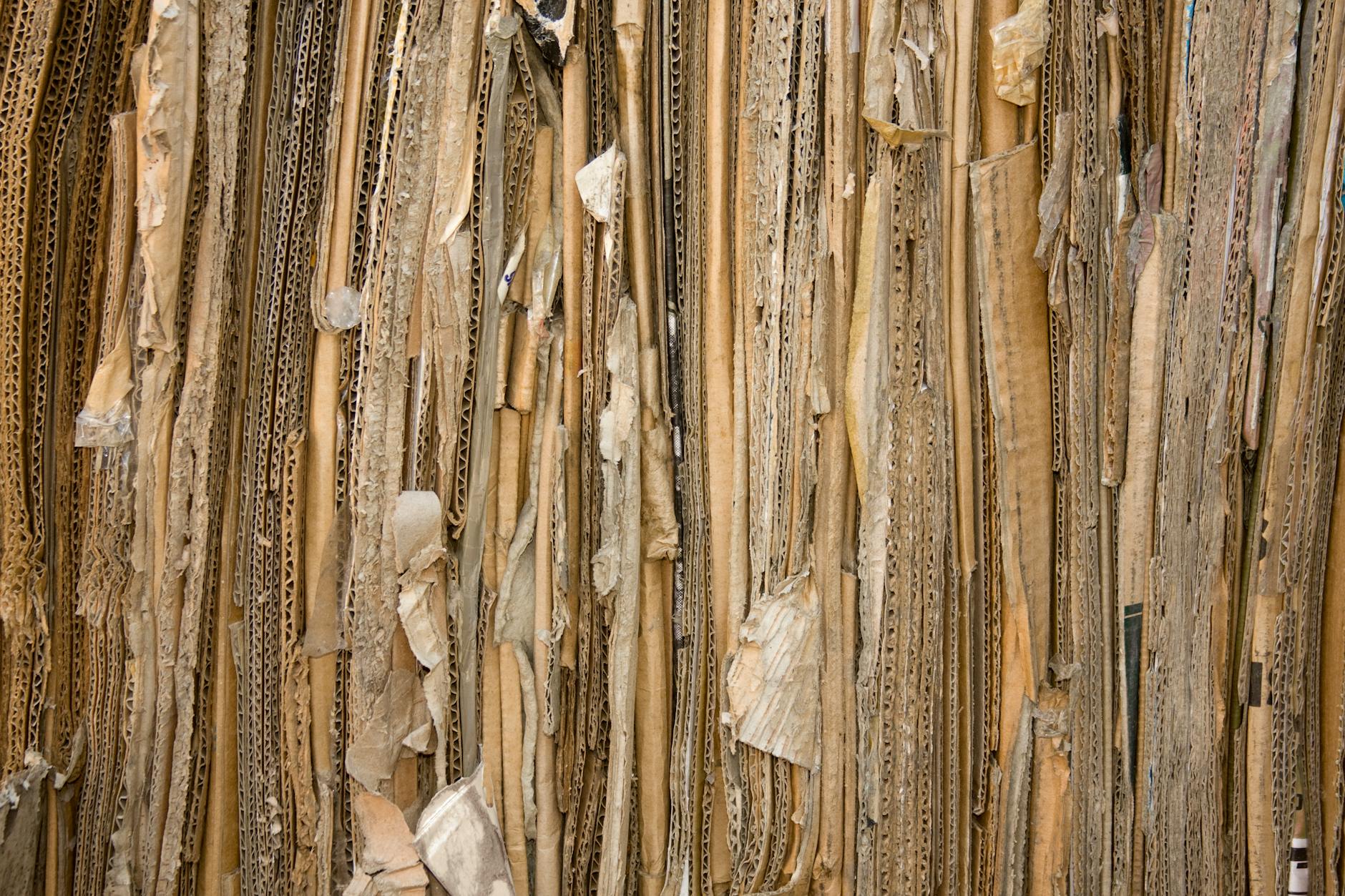 Stosy pofalowanego kartonu z widoczną strukturą do recyklingu